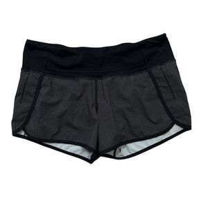 Lululemon Run Times Short 4" 4-Way Stretch Black Check Lined Running Size 6